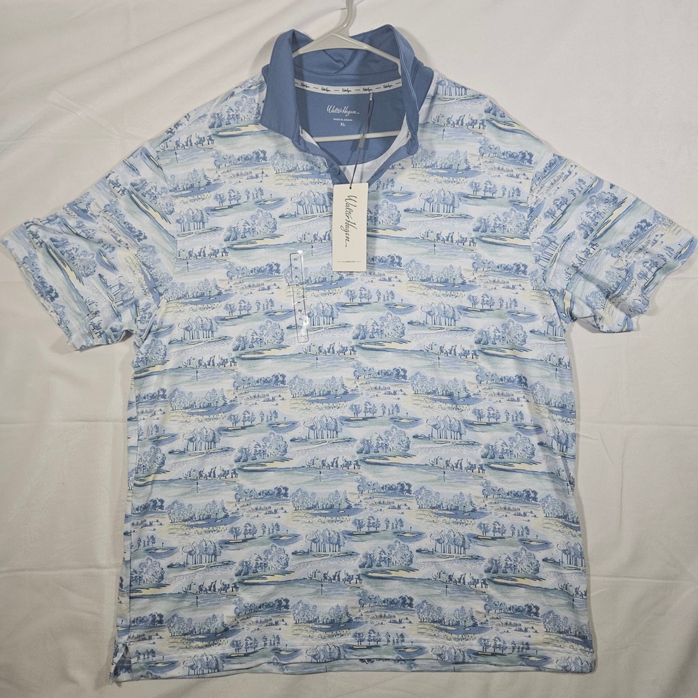 Walter Hagen Mens Clubhouse Country Club Golf Polo White/Blue Size Xtra Large